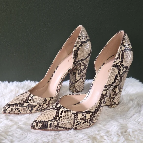 Aldo Snake Print Heels - Black and Cream Size 10 - Picture 1 of 6